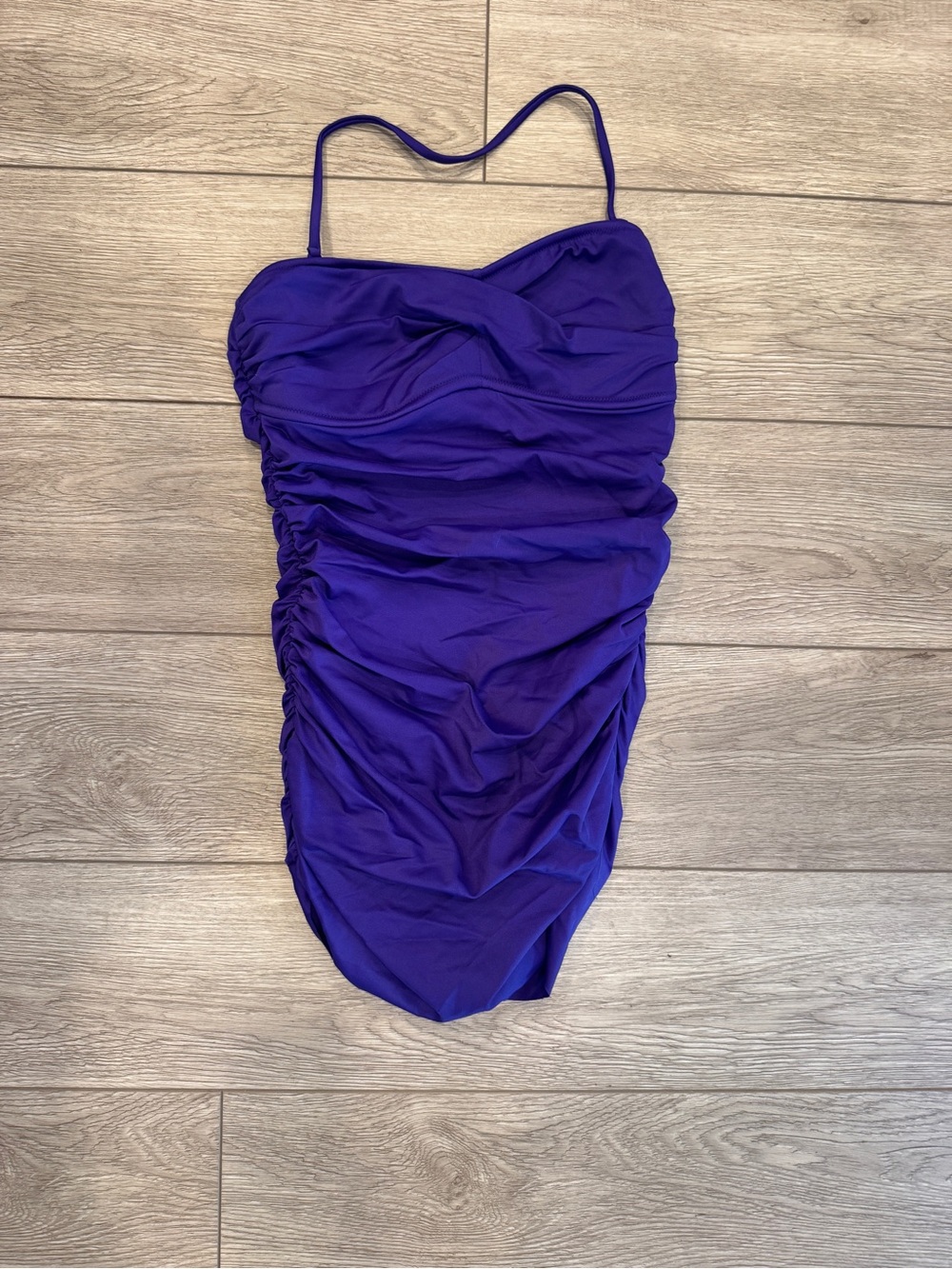 J. Crew Purple Ruched One-Piece Swimsuit